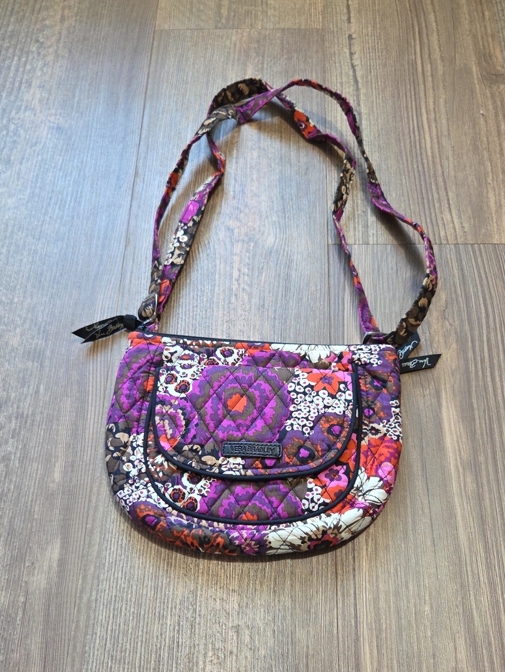 Quilted Purple Floral Crossbody Bag